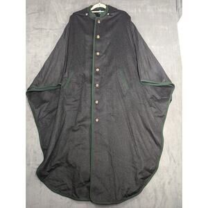 Tostmann Trachten Wool Cape Austria Black Green Trim Button